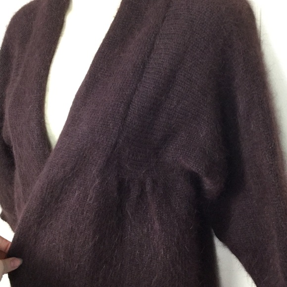 Moda International Angora rabbit fur blend open front Cardigan sweater small - Picture 8 of 17